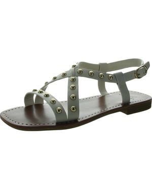 Marc Fisher Fianna Leather Snake Print Flat Sandals - Green