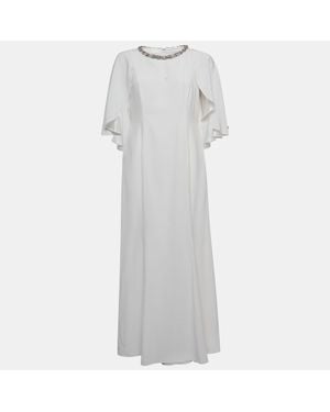 Jenny Packham Satin Crystal Embellished Neck Wedding Gown - Gray