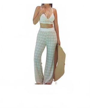 Kilo Brava Geo Lace Flare Pants - Blue