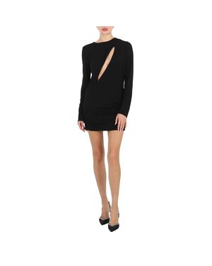 Versace Ladies Short Draped Viscose Dress - Black