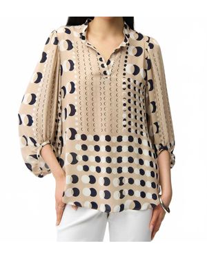 Joseph Ribkoff Recycled Georgette Dot Print Tunic Top - Natural
