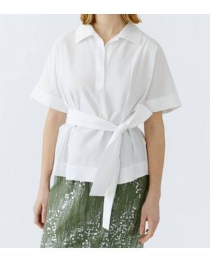 Ouí Collared Belted Blouse - White