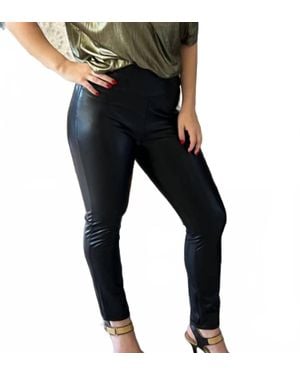 Elan Faux Leather Straight Pants - Black
