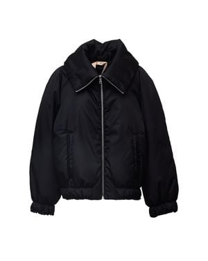 N°21 Down Coat With Wide High Collar And Relaxed Silhouette - Black