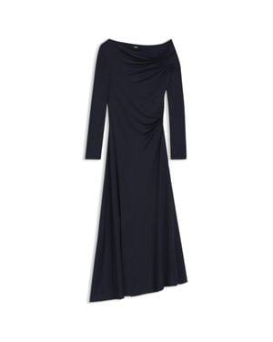 BOSS Long-Sleeved Dress With Asymmetric Neckline - Blue