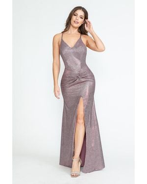 TRUEDAMES Prom Dress V-Neck High Slit Mermaid Gala Gown - White
