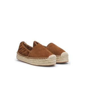 BOSS Suede Espadrilles With Jute Midsole - Brown