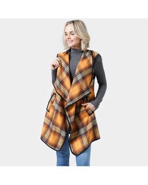 TRUEDAMES Plaid Check Vest With Pocket - Blue