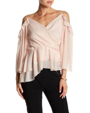Rachel Zoe Silk Ruffle Blush Off Shoulder Top - Pink