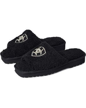 Ariat Cozy Ar2697-001 Slipper Fleece Embroidery Slide Jobb1604 - Black