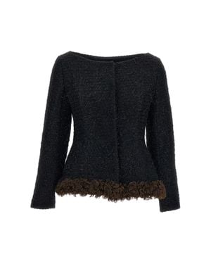 Simone Rocha Round Sculpt Tweed Jacket - Black
