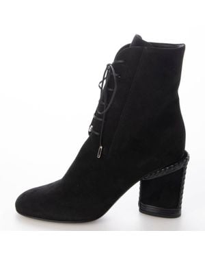 Ferragamo Ferragamo Chana Laceup Suede Ankle Boots - Black