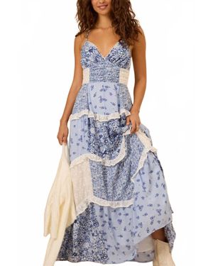 Mccolin Floral Patchwork Sundress - Blue