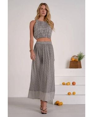 Elan Elastic Bottom Halter Top - Multicolor