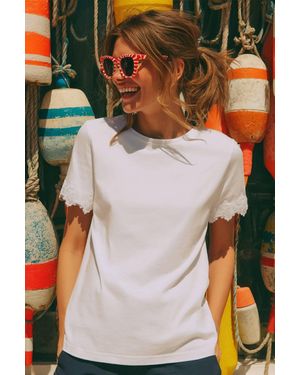 Vilagallo Lace Sleeve T-Shirt - White