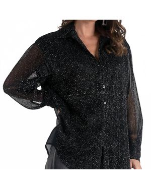 Elan Oversized Spec Button Up - Black