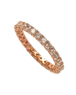 Suzy Levian Rose Sterling Cubic Zirconia Pave U Shape Setting Eternity Band - Metallic