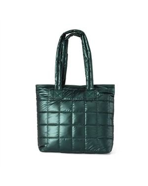 SELINI NEW YORK Nylon Puffer Puffy Quilt Tote Bag - Green