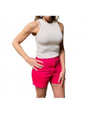 Zenana Kyla High Rise Shorts - Red