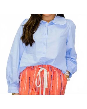 Jodifil Ruffle Detail Button Down Shirt - Blue