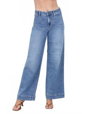 Hidden Jeans Nori Front Pocket Stretch Wide Leg Pants - Blue