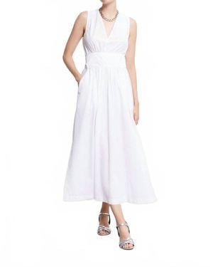 Ottod'Ame Poplin V-Neck Long Dress - White