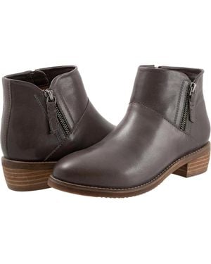 Softwalk Roselle Dark Leather Double Zip Ankle Boots Hawk921 - Gray
