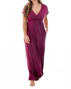 YALEA Zoey Crossover Bamboo Maxi Dress - Purple