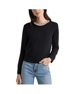 DKNY Rhinestone Knit Crewneck Sweater - Black