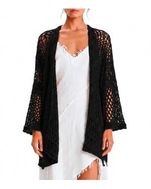 Kourbela Nature Texture Long-Sleeve Cardigan - Black