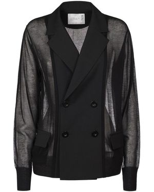 ボトムスその他 Sacai Double-Breasted Black Jacket With Sheer Sacai Jackets for Women | Online Sale up to 65% off | Lyst