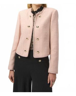 Joseph Ribkoff Long Sleeves Bouclé Collarless Jacket - Pink