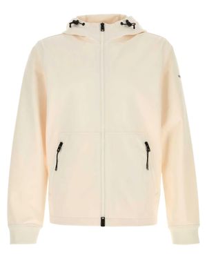 Woolrich Soft Shell Full Zip Hoodie Pl Ea Giacca - Natural