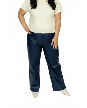 Q2 Ainsley Faux Leather Pants - Blue