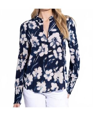 Go> By Go Silk Soft Spoken Blouse - Blue