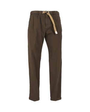 White Sand Gabardine Belted Straight-Leg Pants - Gray