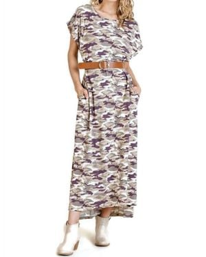 Umgee Camo Maxi Dress - Gray