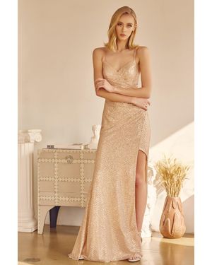 TRUEDAMES Sequined Prom Sexy Dress - Natural