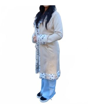 ACT Pretty Leopard Fur Suede Coat - Blue