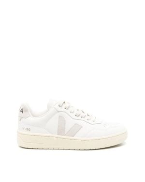 Veja V-90 O. T. Perforated Leather Sneakers - White