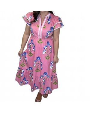 Umgee Meadow Print Midi Dress - Purple