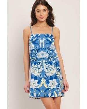 TRUEDAMES Santorini Sky Woven Mini Shift Dress - Blue