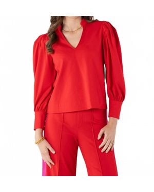 Emily Mccarthy Hampton V Neck Top - Red