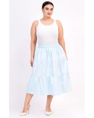 Leota Evelyn Tiered Midi Skirt Wispy - White