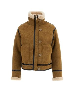 Stand Studio Dara High-Funnel Collar Faux Shearling Jacket - Brown