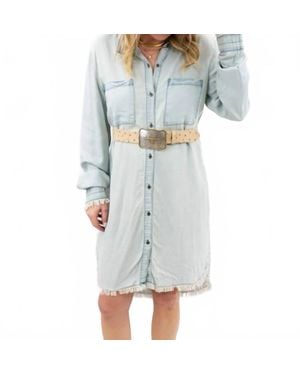 Trend:Notes Easy Does It Oversized Shirt Mini Dress - Blue