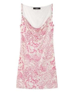 Versace Mini Dress With Cowl Neckline - Pink