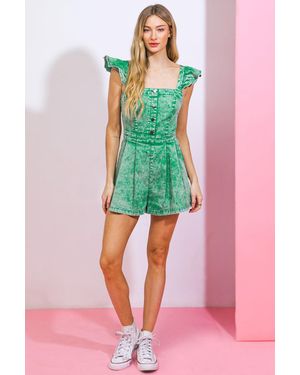 TRUEDAMES Work It Girl Washed Romper - Pink