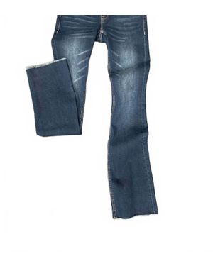 Grace In La Hem Detail Bootcut Jean - Blue