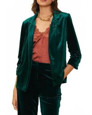 Skies Are Blue Velvet Blazer - Green